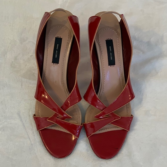 Vintage Marc Jacobs Red & Tan Slingback Sandal Heel Pumps, Size 41, Never worn! - Picture 11 of 11